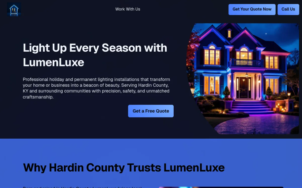 LumenLuxe website screenshot